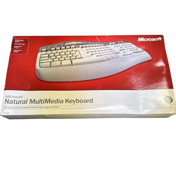NEW Microsoft Natural Multimedia Keyboard Ergonomic Design WIN32 / PS2 K50-00100 - Picture 1 of 13